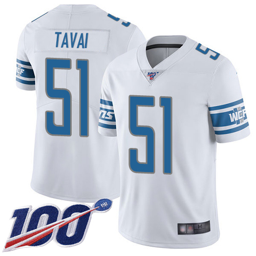 Detroit Lions Limited White Men Jahlani Tavai Road Jersey NFL Football #51 100th Season Vapor Untouchable